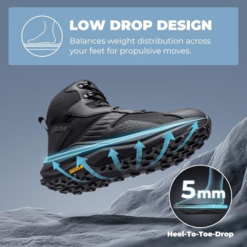 NORTIV 8 Men's Wide Toe Box Hiking Boots Low Drop Waterproof Outdoor Trekking Camping Shoes Katahdin3