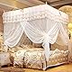 Focket Prinzessin Stil Bett Vorhang, Luxus Vier Eckpfosten Atmungsaktives Mesh Net Bett Vorhang Baldachin Netting Moskitonetz für Damen Schlafzimmer Dekoration(Keine Halterung)(180 * 200 * 200)