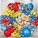 ALL-IN-1 Hedgehog Balloon Arch Kit with BONUS Rings & Starburst Balloons - Red Blue Yellow Balloons Garland for Cartoon Hedgehog Birthday Party Decorations & Party Supplies - Somic Party Decorations S