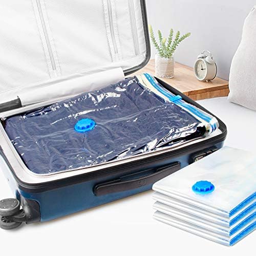Suob 6 Pack Vacuum Storage Bags, 80 x 60cm Double Zip Seal Reusable for Bedding, Double Duvet, Pillows, Mattress, Quilt, Clothes, Sweaters, Dress, Coats, Curtains, Blankets