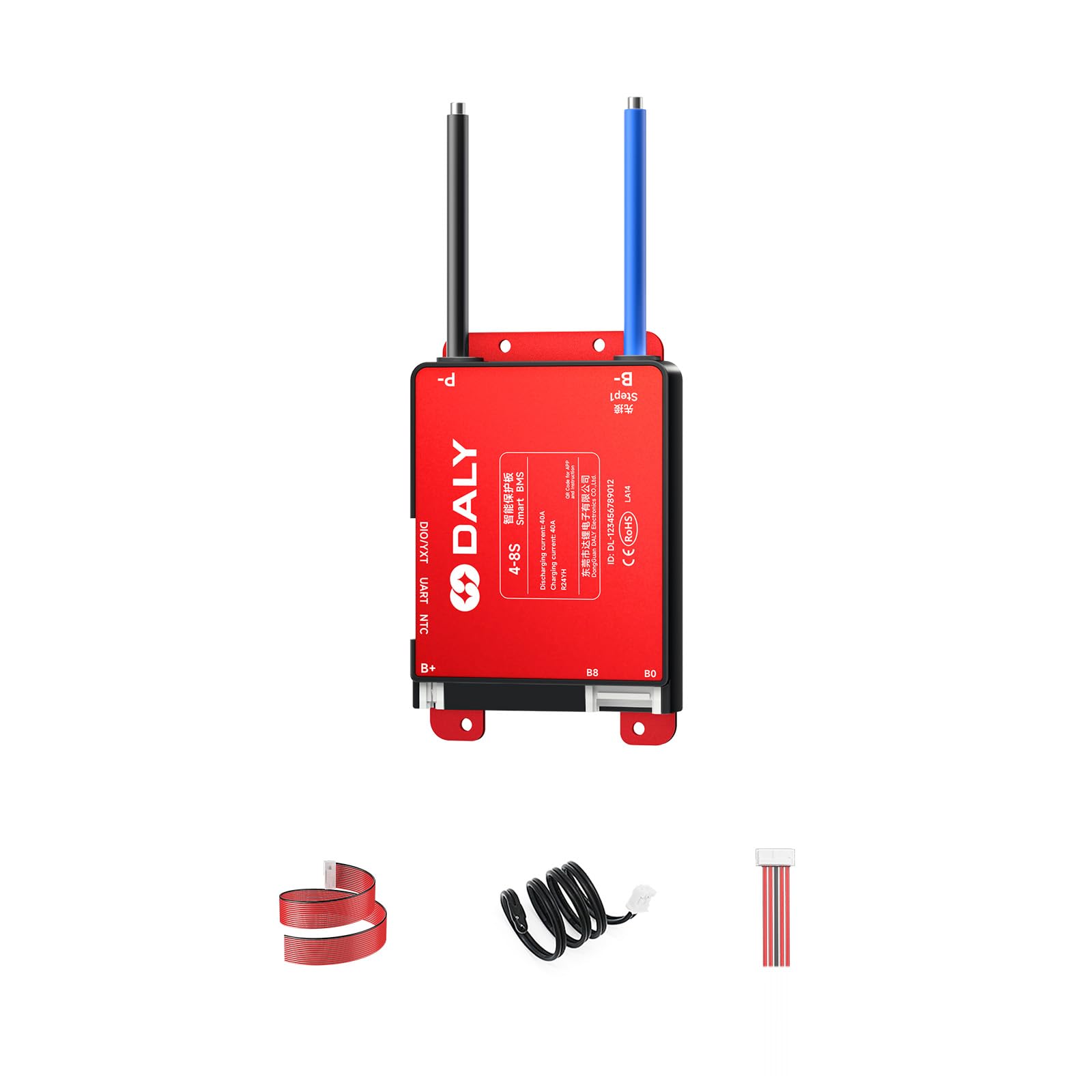 DALY BMS 12V bis 24V 40A – Integriertes Bluetooth Smart Lithium Batteriemanagementsystem für 4S – 8S Li-Ion, LiFePO4 und LTO Akkupacks