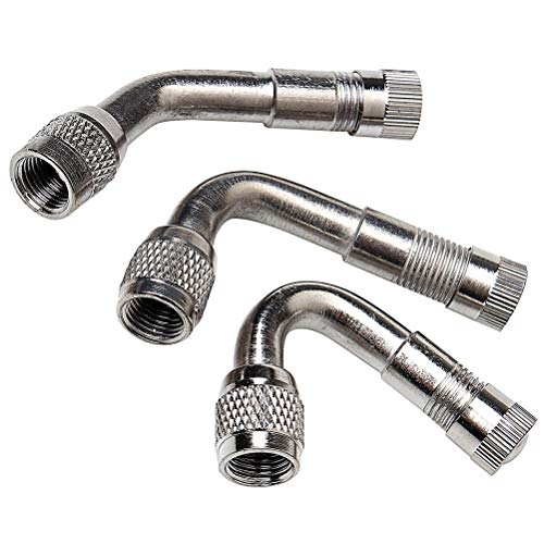 GO-UPP 3PCS Chrome 45 Degree 90 Degree 135 Degree Angled Wheel Tire Tyre Valve Stem Extension for Car Motorcycle Bike Truck RV's Scooter Adapter Universal Extenders