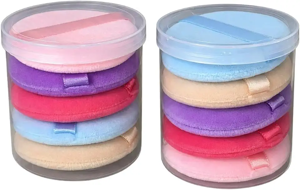 Kit Esponjas Redondas Para Maquiagem, 5 Peças, Cores Sortidas, Latex Sintético, Esponjas Para Base, Corretivos E Pó Compacto, Macias E Fácil De Lavar, Para Todos Os Tipos De Pele.