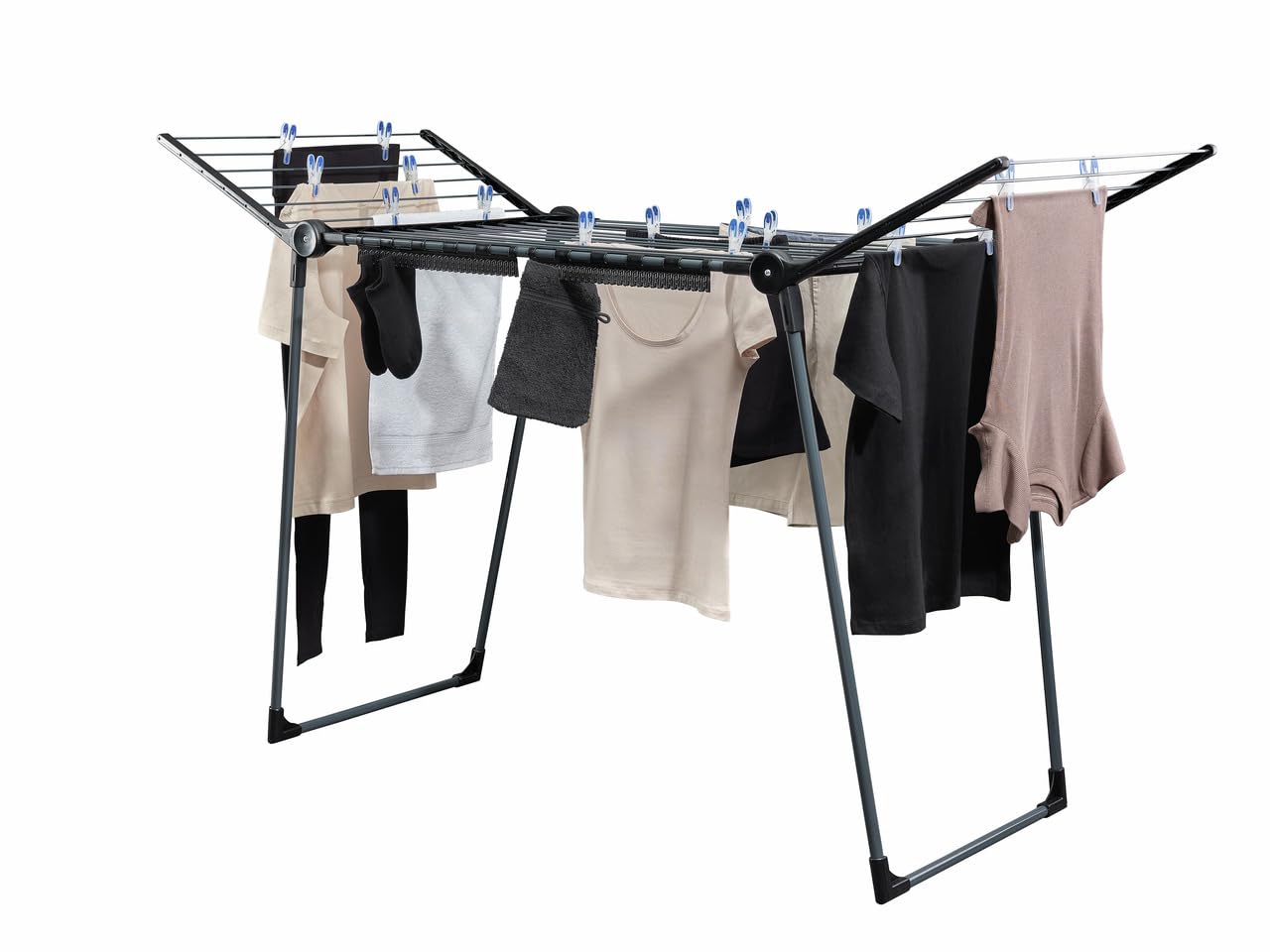 Leifheit Pegasus 180 Solid – schwarzer Flügel-Wäscheständer