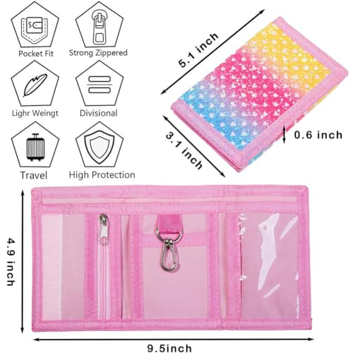 Image of Kids Wallet for Boys Girls Teens Trifold, Canvas Toddler Wallet for Boys, Cute Zipper Wallets Youth with Coin Pocket Card Holders, Novelty Wallets for Childrens Birthday Gifts, Bling Style, 0.4