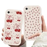 Zrutru 2 Pack Cherry Phone Case for iPhone 6 4.7',Cute Aesthetic Cases Kawaii Bow Design Pattern Cover for Girls Women,Beige Soft Anti-Scratch Shockproof Protection Funda for iPhone 6