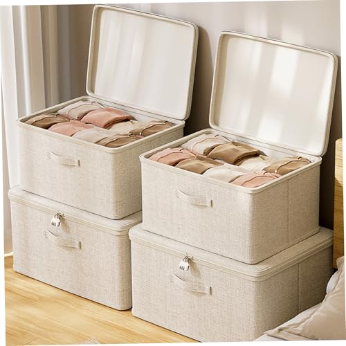 Boîte de rangement avec serrure conteneur pliable empilable lavable - 8
