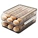 Soporte para huevos con desplazamiento automático para frigorífico, contenedor almacenamiento huevos apilable plástico, caja bandeja huevos transparente reutilizable con tapa, organizador (2 capa)