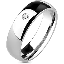 Marimor Jewelry Stainless Steel 316 Cubic Zirconia Classic Wedding Band Ring 4 or 6mm Width 06 mm Size 06