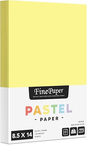 Papel de menú de color pastel canario, 8.5 x 14 pulgadas (tamaño legal), para documentos, anuncios, menús, artes y manualidades, papel regular de 20