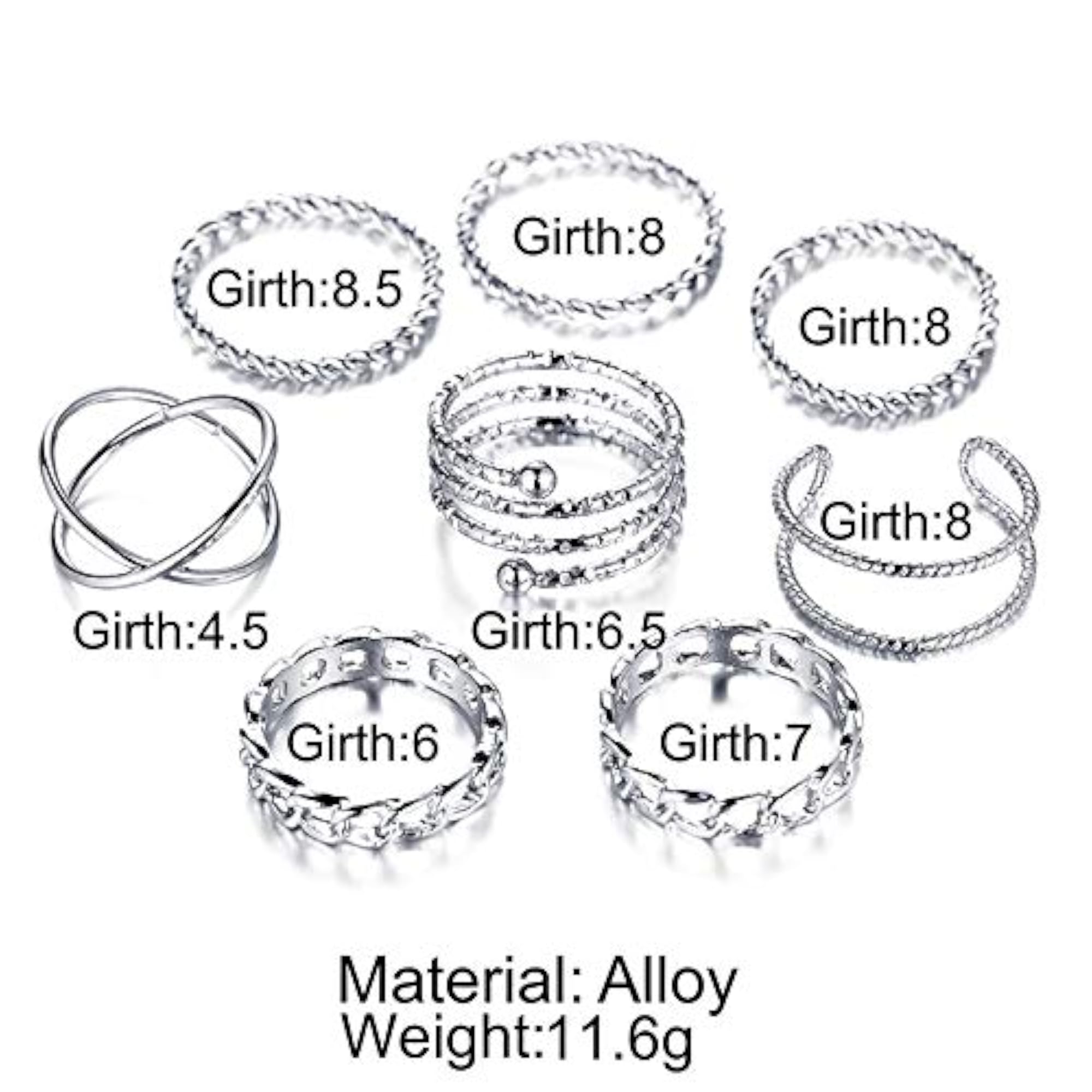 Bohemian Oxidised Rings Combo - Set of 8 Rings