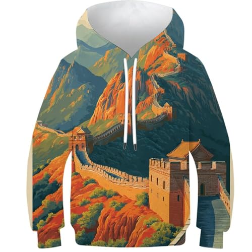 Pull imprimé 3D enfants avec sweat à capuche pour le collège et les sorties décontractées