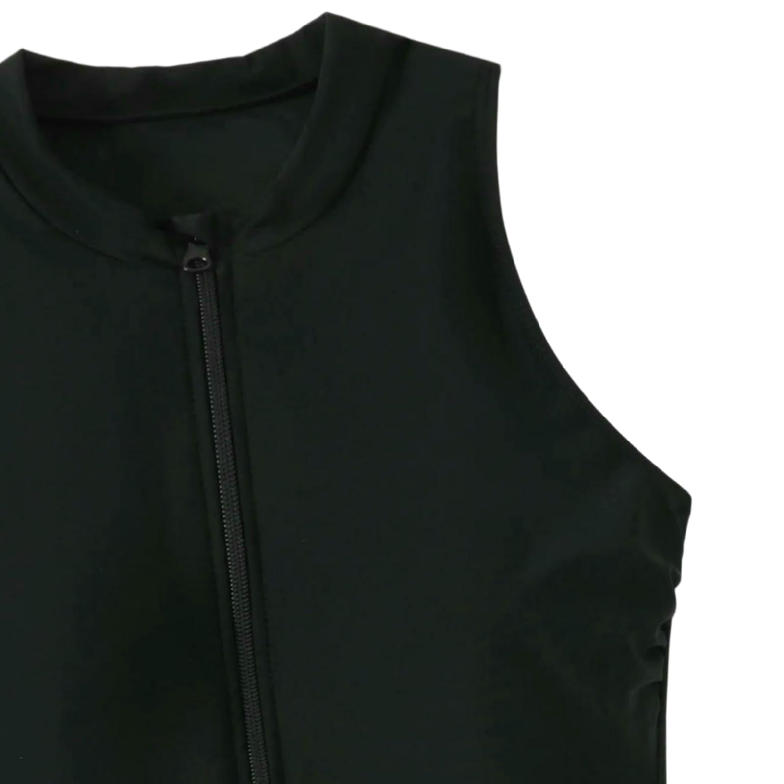 bañador Traje De Baño Frontal con Cremallera Tamaño Más Grande – Mujer Upf50 + Sin Mangas Control del Vientre Una Pieza-Black Pink-4xl