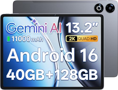 SVITOO 13 Inch Android 16 Tablet with WiFi 2K Display 40GB RAM 128GB Storage Expandable Octa-Core Processor Bluetooth USB-C Fast Charging Protective Case