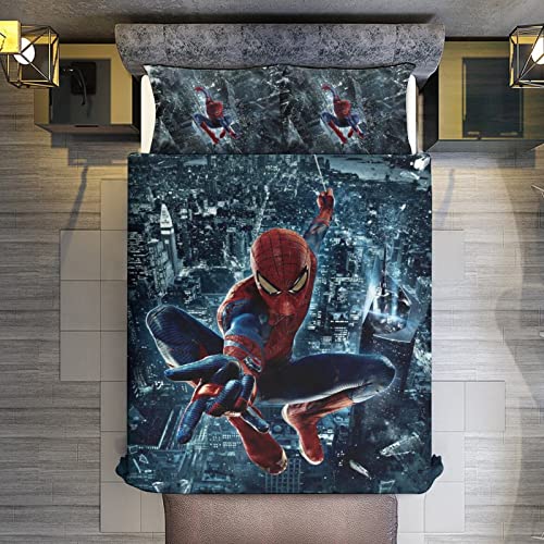 Superhero Bedding Sets Twin 3 Pieces (1 Duvet Cover + 2 Pillow Shams) 3D Printed Anime Bedding Duvet Covers, Soft Breathable Microfiber Duvet Cover Bedding Set With Zipper 86"X70" #TOP6