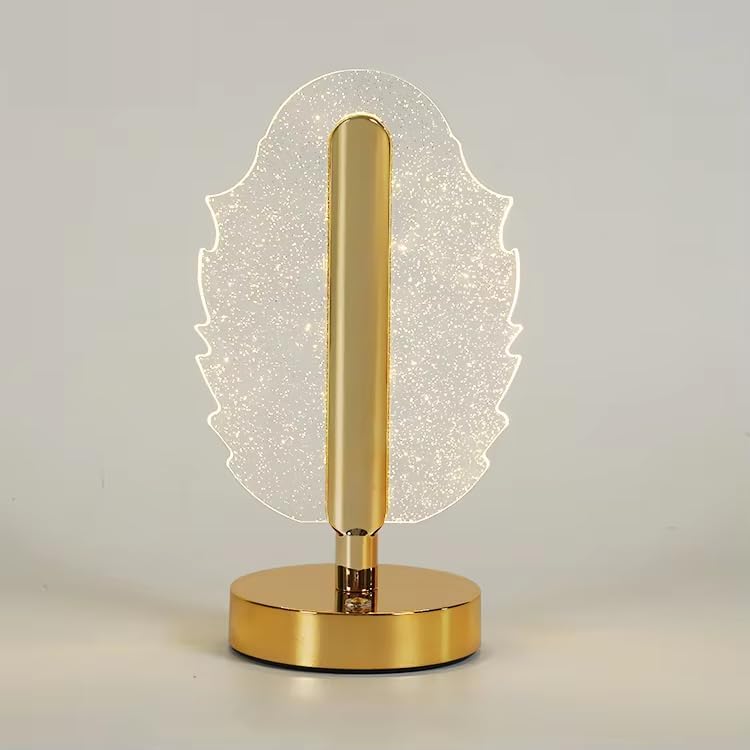 NGEL Modern 3D Acrylic LED Table Lamp with Gold Base || Decorative Metal Iron Cordless Table Lamp || Touch Control Night Light for Bedroom, Living Room, Home Decor (Pack of 1) (Maple Leaf)-picture-10