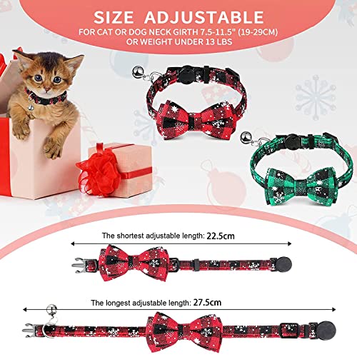 Noël Collier pour Chien,2PCS Noeud Papillon Collier pour Chien,Collier Chien Flocon Neige,Collier de Noël pour Chat et Chien,Collier de Chien Réglable,Collier de Chien avec Boucle de Sécurité – Image 3