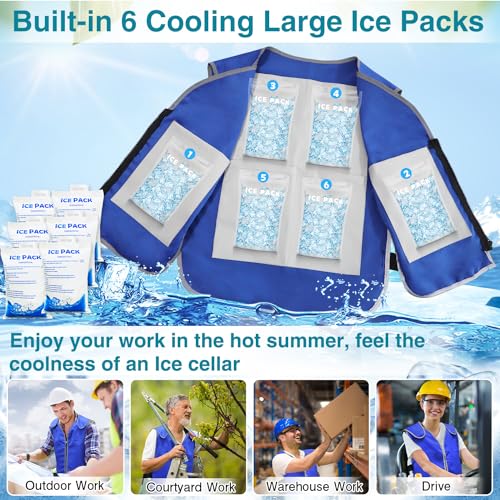 Cooling Vest with 20Pcs Ice Packs - Body Cool Vest for Men Women Adjustable Cold Jacket for Summer Hot Weather2