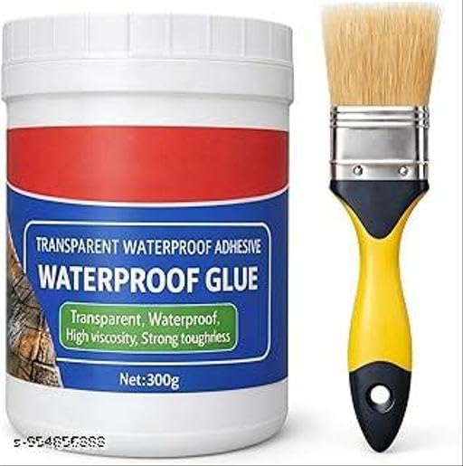 Image of Crack Seal Glue - 300gm with Brush Transparent Waterproof Glue for Roof Leakage Crack Seal Agent Roof Water Leakage Solution Water Proof Glue, Waterproofing for Pipe Wall Tiles - 300gm KT 151
