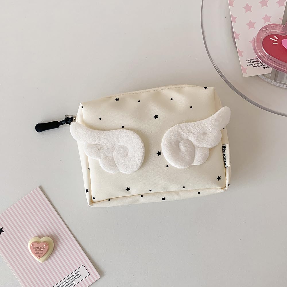 Small Travel Organizer Makeup Bag – Small Pouch for Sanitary Pads, Feminine Care & Cosmetics, Portable Storage Organizer (Beige)