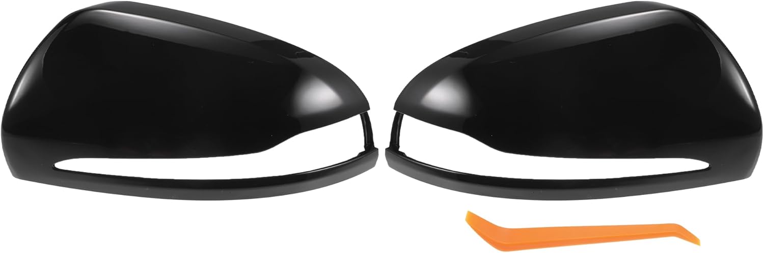 X AUTOHAUX Pair Car Rear View Driver Passenger Side Mirror Cover Cap Replacement Gloss Black for Mercedes-Benz C E GLC CLASS W205 W213 W238 W222 C217 C253 X205 W253 Mirror Guard Covers