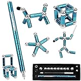 Lafoxla Fidget Magnetic Metal Pen - Decompression Toy for Stress Relief, Build Various Shapes - Multifunctional Deformable Magnet Writing Instrument