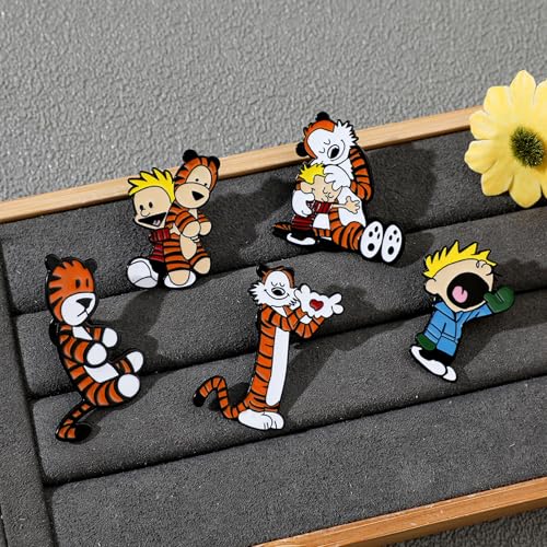 Image of Cute Enamel Pins Cartoon Lapel Pin Brooch Badge for Backpack Jackets Funny Tiger Pins for Gift Anime Enamel Pin for Clothing Hat Decoration