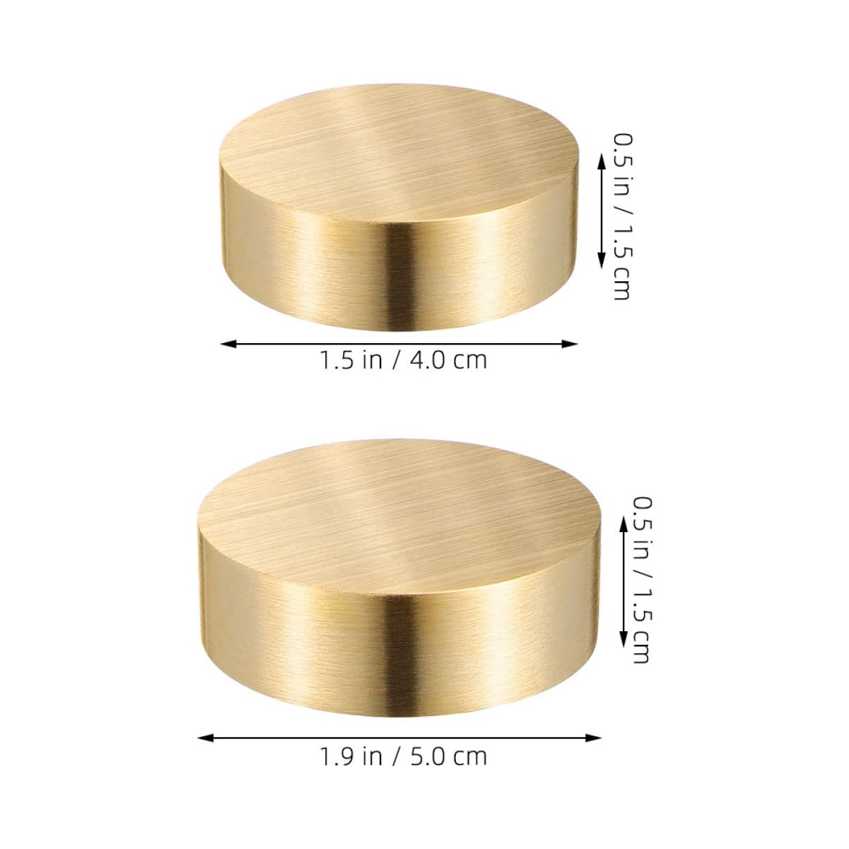 Runder Briefbeschwerer aus Messing, 2 Stück, Goldfarben