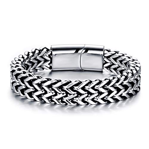 Mode Herren Armband Edelstahl Leder Herrenarmband Armbänder für Herren Jugend Unisex (22, Komplett aus Edelstahl)