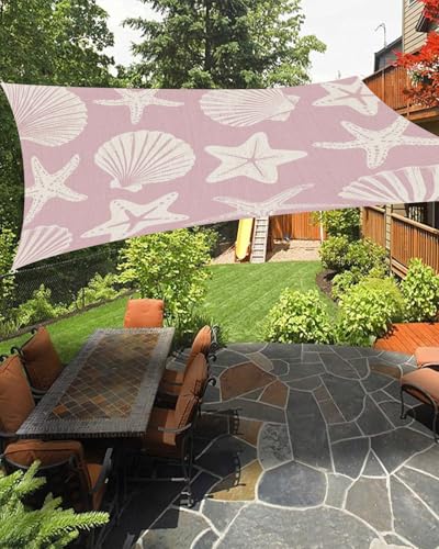 Lavender Coastal Starfish Sun Shade Sail Outdoor Rectangle Canopy Sunshine Block Sun Shade Canopy Outdoor Canopy Sunshade Awning for Patio Garden Deck Ocean Sea Shells Nautical Marine 12'x16'