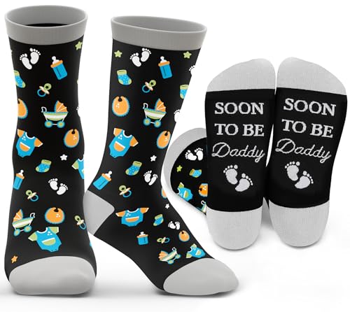 First Time Dad Gifts - Baby Announcement Gift for Husband, 1st Time Dad from Pregnant Wife, Mom - Funny Mens Socks for New Fathers, Expecting Dads - Soon To Be Daddy, Newborn Essentials Novelty Socks