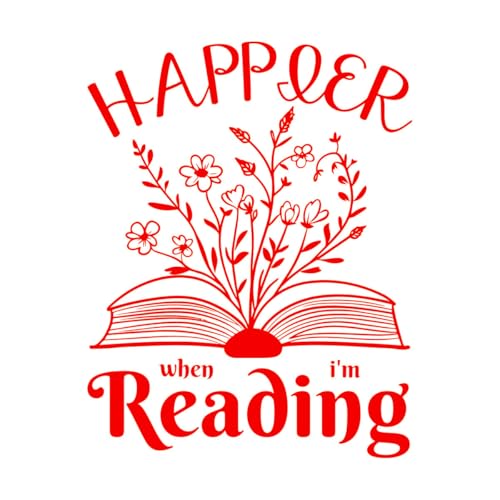Calcomanías de pared de papel adhesivo Citas de libros de bibliotecarios: soy más feliz cuando leo libros. 40x51.3cm Removible sin dejar pegamento Rojo