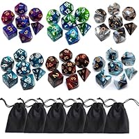 Polyhedral DND Würfel Set, 6Pack Doppelfarben Würfel Sets mit D4 D6 D8 D10 D% D12 D20 Kompatibel mit Dungeons and Dragons D&D RPG MTG Tischspielen (42 Pcs)