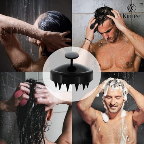 Image of KIMEE 3PCS Bath Brush Set - Long Handle Body Scrubber, Silicone Face Cleansing Brush & Shampoo Scalp Massager, Exfoliating Back Brush for Deep Cleaning Shower, Spa Skin Care Tools for Men & Women