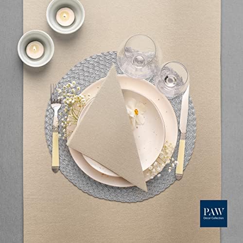 PAW - serwetki z Airlaid - podobne do materiału (40 x 40 cm) I 50 sztuk I idealne na wesele, chrzest, komunię, urodziny I serwetki materiałowe - jednokolorowe, beżowe I Kolor: Monocolor Beige