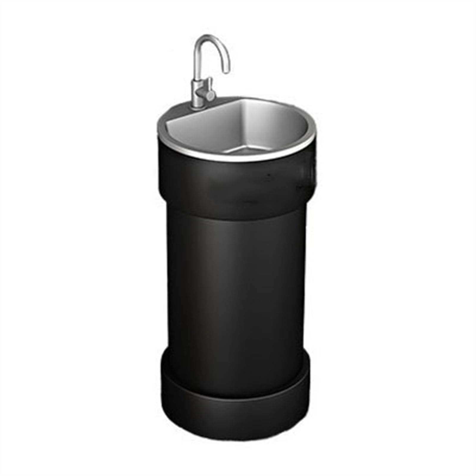 Zhaoj24-05 Black Pedestal Sink Round Base Bathroom Sink, Creative Colorful Commercial Pedestal Basin With Stainless Steel, Metal Painted Freestanding Vanity(Black)