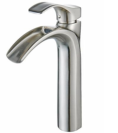 Yodel Single Handle Waterfall Bathroom Sink Faucet (Vessel faucet Brushed Nickel)