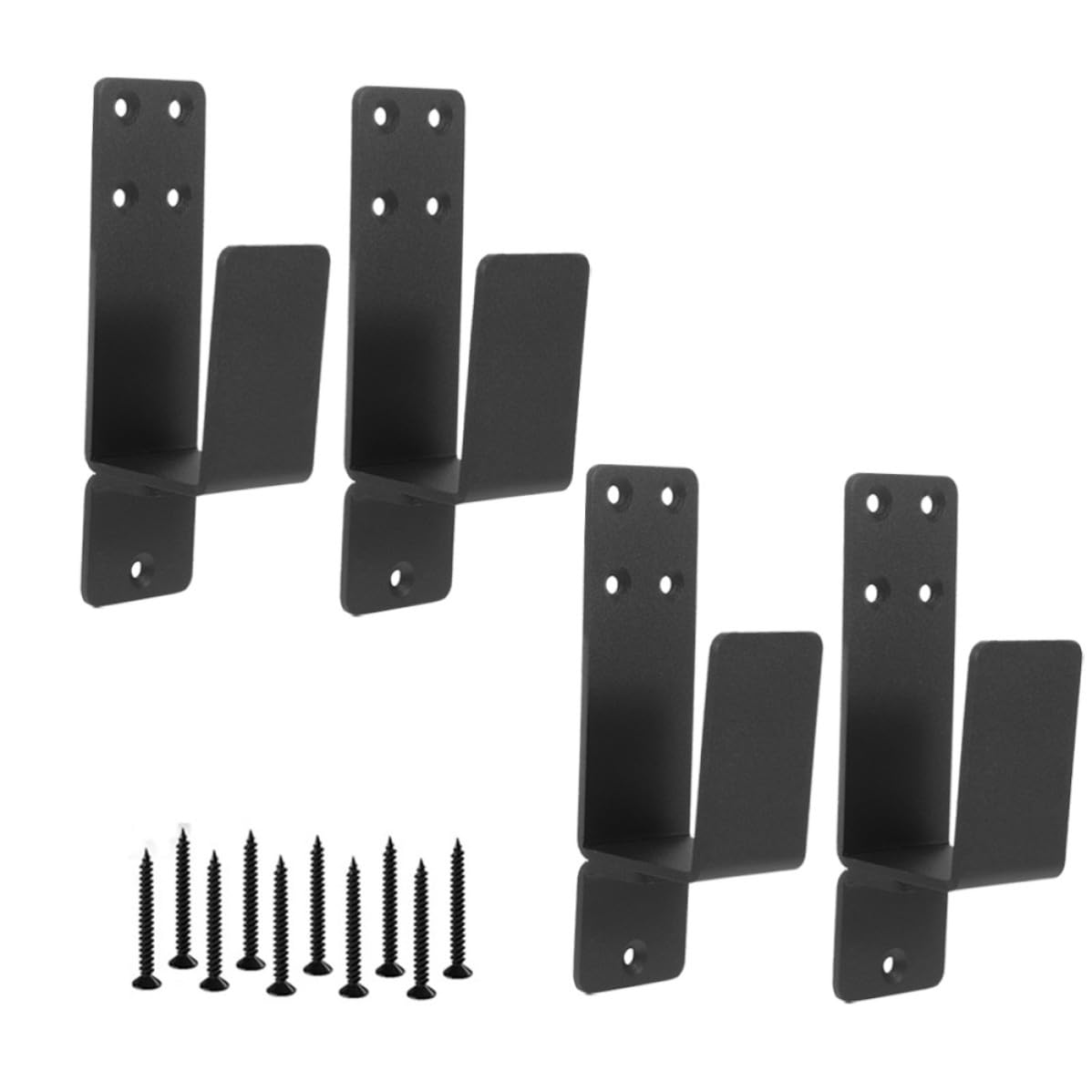 Support de Barricade de Porte Robuste Support de Loquet de Porte Acier Noir Design en U 4 Pcs et Shed Sécurité Domestique