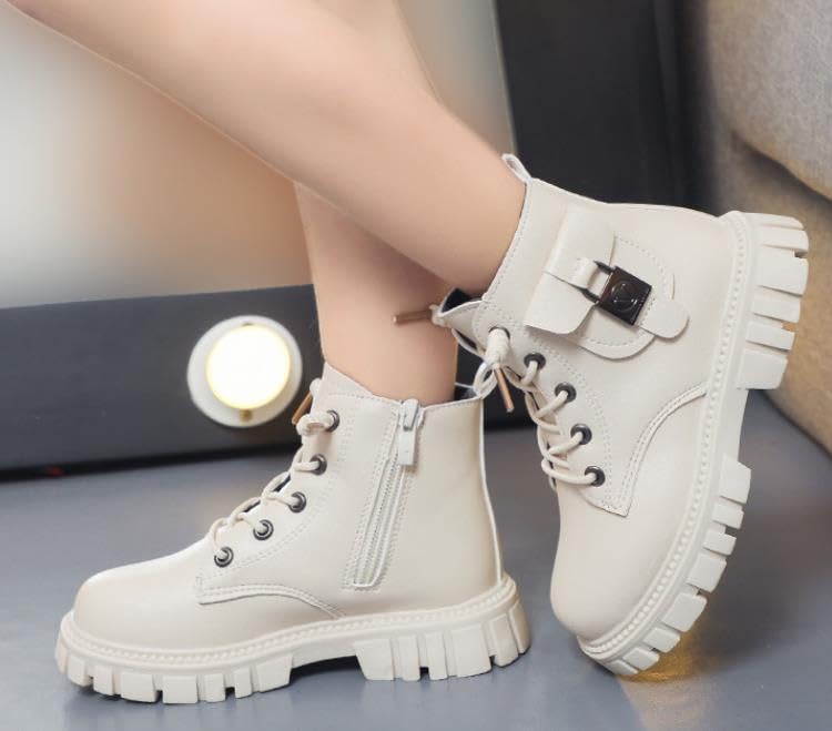 Kids Fleece for warmth Boots Girl Ankle Boots Thick Heel Soft Sole Casual Side Zipper Boots Winter Snow Boots Non-Slip Outdoor Shoes3