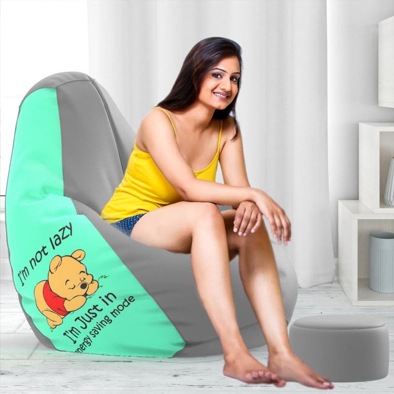 Image of Biggie Bean Bag Chair 6XL with Beans Filled-Pop Prints-Printed Designer Bags-Where Prints Meet Personality with Free Cushion & Footrest (Matching Color : Printed, Energy Savings Mode - Peach Grey)