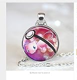 2016 New Fashion Anime Jewelery MEW Pokeball Legendary Pokemon Necklaces Round Glass Dome Statement Necklace