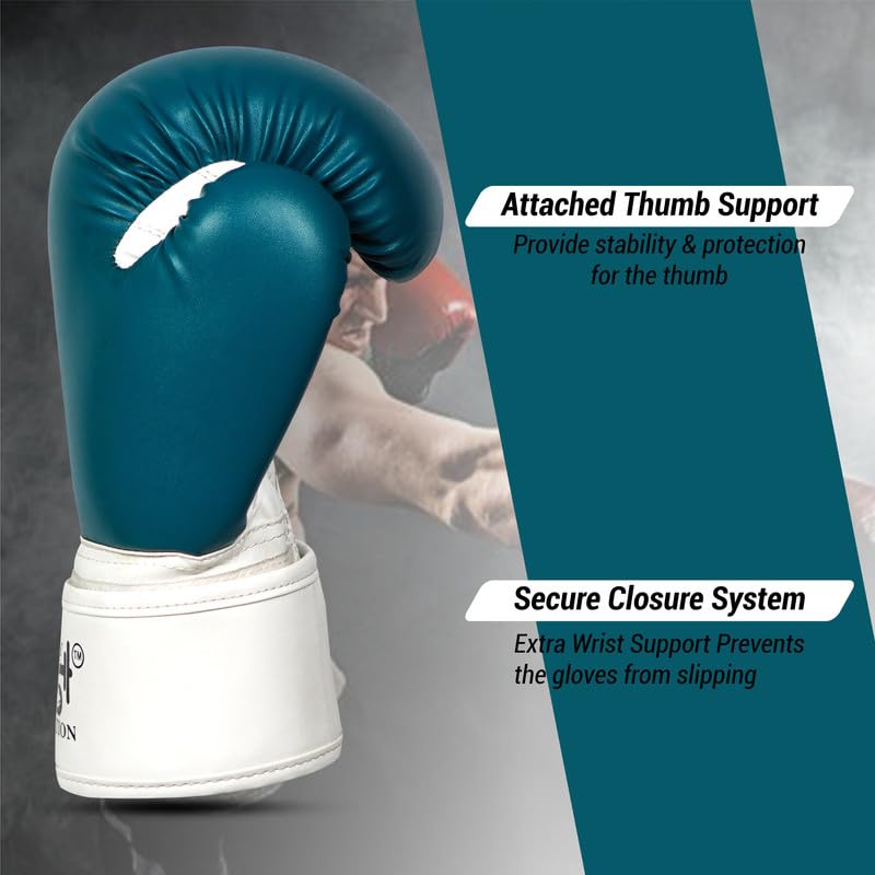 Image of Boxing Gloves - Faux Leather Training Gloves with Hook and Loop Velcro Closure for Long-Lasting Strength and Durability