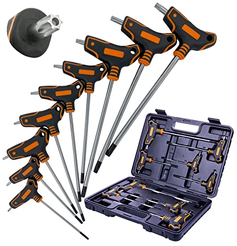 NordWolf 9-Piece T-Handle Torx Wrench Set, S2 Steel Long Arm