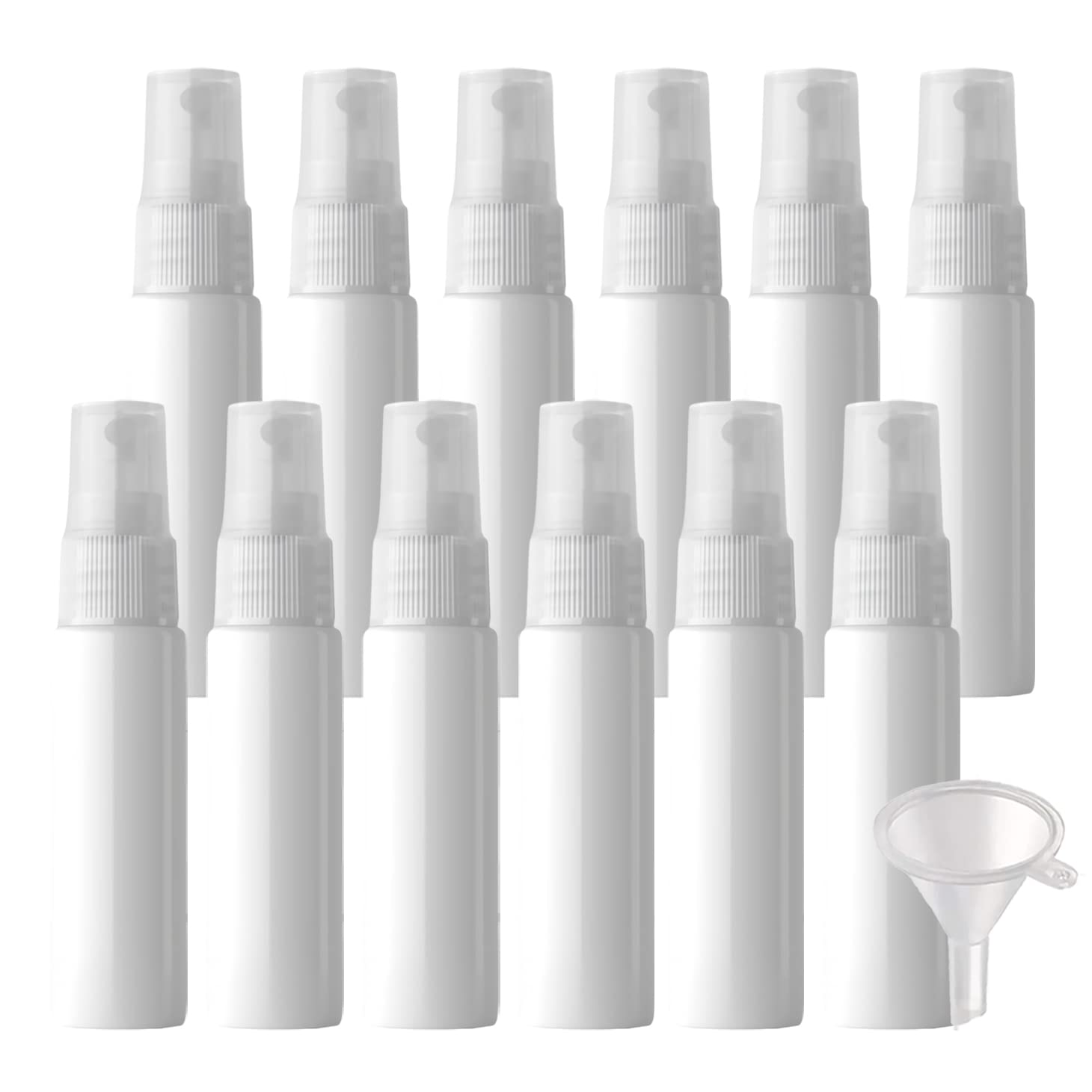 50 Stück 30ml Sprühflasche Weiß Leer Feinen Nebel Sprühflasche Reise Zerstäuber Klein Plastik Nebel Parfümzerstäuber Reiseflaschen mit Trichter