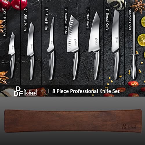 Ddf Iohef Knife Set With Knife Strip, 8 Piece Professional Kitchen Knife Set, German High Carbon Stainless Steel Chef Knives Set With Magnetic Knife Holder For Wall #TOP1