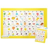 お風呂ポスター あいうえお表 ひらがな カタカナ ローマ字 アルファベット おふろポスター 水で貼れる 浴室 知育 学習 防水 (ひらがな)
