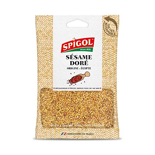 Spigol - Sésame Doré - Pour Parfumer vos Plats - Sachet Epices Refermable - 100% Naturel - 1 Sachet de 90g Cover