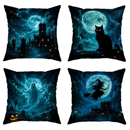 Housses coussin lavables velours 55x55 décoration Halloween propre