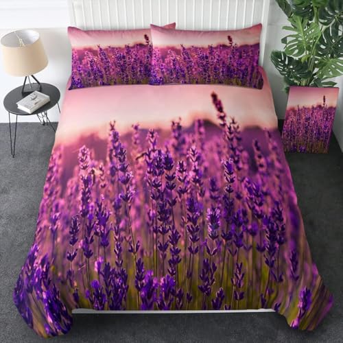 Funda Nordica Cama 135/150 Lavanda Ropa de Cama Lavanda Microfibra Suav Funda Edredon 240x220, Funda Nórdica Provenza y 2 Funda de Almohada 50x80 cm, e2789