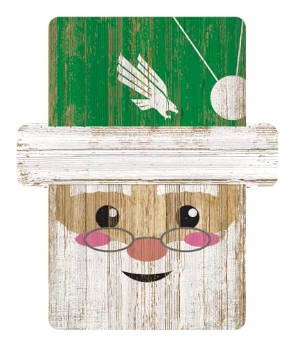Fan Creations NCAA North Texas Mean Green 4 Inch Collegiate Santa Ornament – Wooden Christmas Décor for Fans